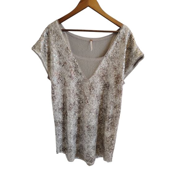 Free People Midnight Dreamer Shattered Glass Mini Dress Champagne Womens  Large - Picture 2 of 5